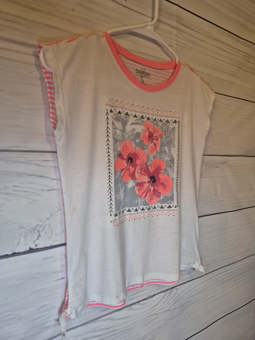 OshKosh B'gosh White Tee with Pink Floral Print